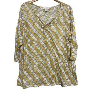 Coldwater Creek yellow light weight sheer 3/4 sleeve top